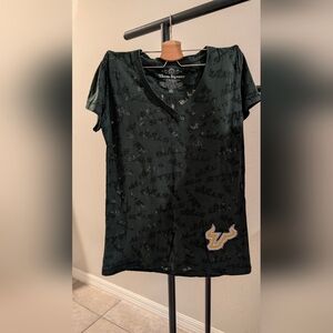 Women's USF DARK Green & Gold V-Neck T-shirt